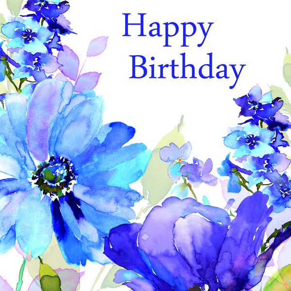 Birthday Card Blue Floral Oak Tree Homes Trust
